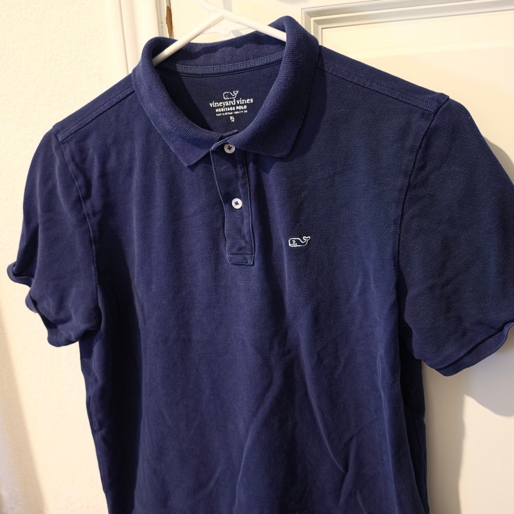 Vineyard Vines Boys Heritage Polo Shirt Navy Blue Whale Logo Kids XL 18